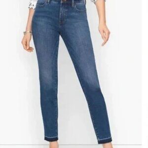 Talbots Medium Wash Slim Raw Ankle Mid Rise Jeans Size 2 #1686